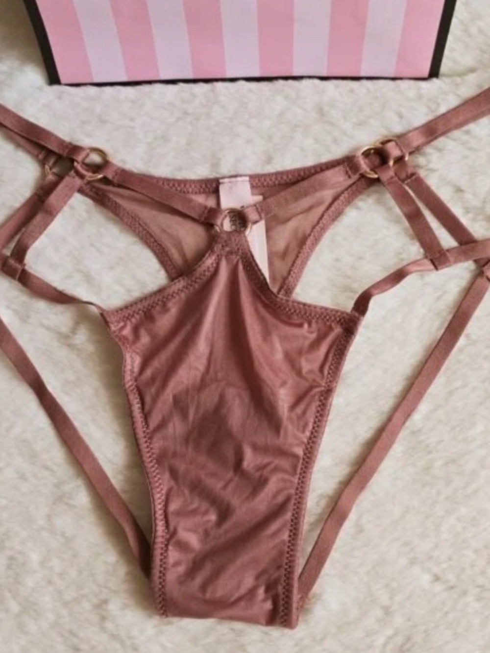 Victoria's Secret Strappy Thong Panty in Dusty Rose